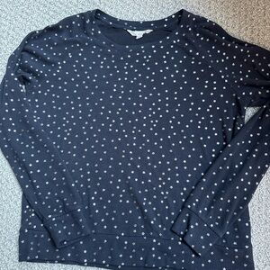 Navy Sweatshirt with Silver Star Pattern
